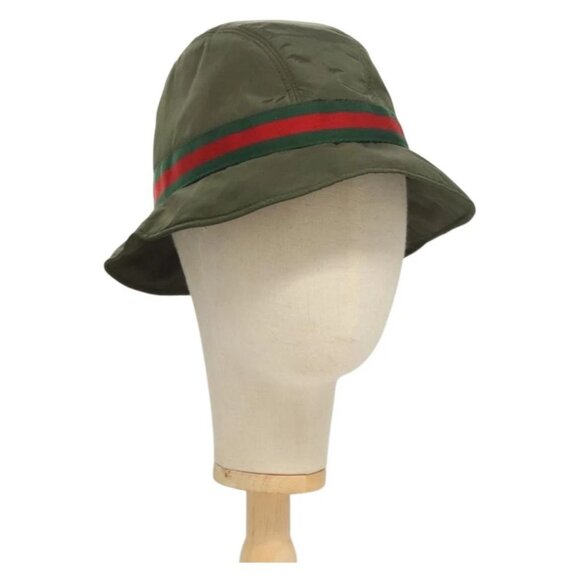 GUCCI Hat Nylon M Khaki Auth th6202 main image 10